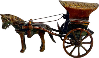 FABZONE Brass Antique Finish Horse Cart Home Decor Handicraft Decorative Statue Figurine Table Décor Fengshui Animal Gift Item Decorative Showpiece - 8 cm(Brass) Flipkart