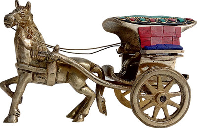 FABZONE Brass Antique Finish Horse Cart Home Decor Handicraft Decorative Statue Figurine Table Décor Fengshui Animal Gift Item Decorative Showpiece - 9 cm(Brass) Flipkart