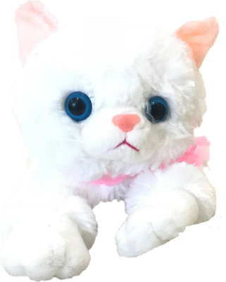 

CREATIVEVILLA CUTE LYING LITTLE WHITE CAT STUFFED PLUSH SOFT TOY CVST4320 - 26 cm(Multicolor)