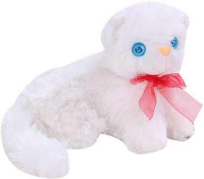 

CREATIVEVILLA CUTE LYING WHITE CAT STUFFED PLUSH SOFT TOY CVST4315 - 27 cm(Multicolor)