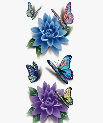 

SENECIO™ Mini Design 10.5*6cm Colorful Flower Butterfly Waterproof Body Art Sleeve DIY Stickers Glitter Temporary(Butterfly, Flower)