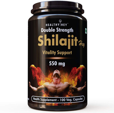 

HealthyHey Nutrition Shilajit with Safed Musli, Tribulus and Ashwagandha, 100 Vegetable Capsules(550 mg)