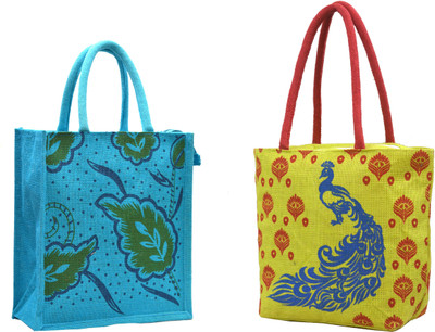 

AGGDA **2 BAGs COMBO**Women Waterproof Jute Peacock with Feathers Printed Tote Shoulder Bag Handbag Eco-Friendly with && Leaves and Flowers Printed with Rope Handle Jute Tiffin Lunch Handbag. … Waterproof Multipurpose Bag(Multicolor, 16 L)