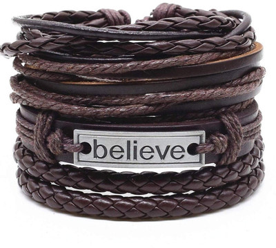 University Trendz Leather Bracelet Set(Pack of 4)