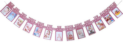 

Skylofts 1st Birthday Decorations - Monthly Milestone Pink Birthday Photo Banner for Newborn to 12 Months, Picture Banner for Birthday, Baby Shower Gift (Pictures not Included) Banner(10 ft, Pack of 1)