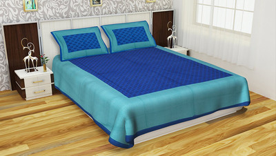 Rangun 120 TC Cotton King Printed Flat Bedsheet(Pack of 1, Blue)
