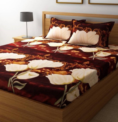 GADGET TREE 100 TC Polyester King 3D Printed Flat Bedsheet(Pack of 1, Brown)