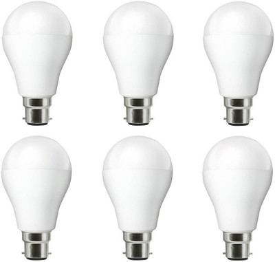 NIPSER 8 W Basic Round B22 LED Bulb(White, Pack of 6)