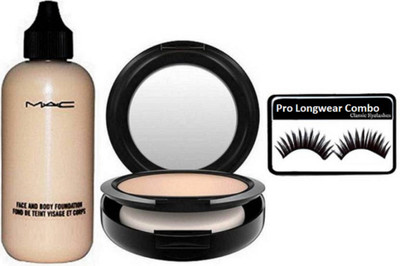 

Pro Longwear combo Eyelashes, Face & Body Foundation,Studio Fix Compact (Set of 3)(Set of 3)