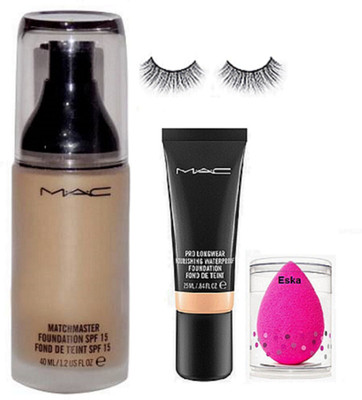 

Eska Sponge puff, eyelashes, MAC matchmaster & pro longwear waterproof foundation(Set of 4)