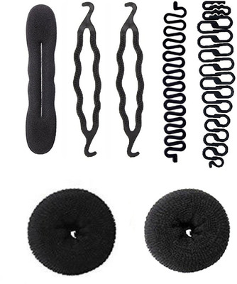 

JAGTEK Hair combo set 7pcs , 2 pcs medium Hair Donut , 5 pcs New Hair Styling Braid tools Easy To Use At Home(Set of 7)