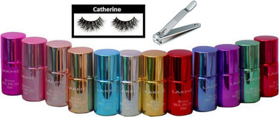 

catherine eyelashes, mirror nail polish pack of 12 with nail cutter(Set of 14)