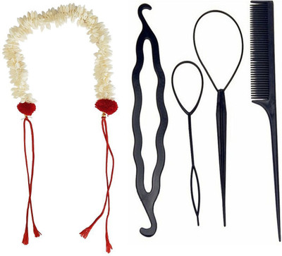 

KYT hair combo set 5 pcs, 1 pcs thred gajra white veni diy kit(Set of 5)