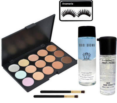 

anamaria Eyelashes & 15 Shades Concealer Palette & Makeup Remover & Prep+Prime Primer With Makeup Brush 2(Set of 6)