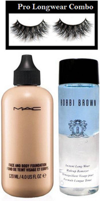 

pro longwear combo Eyelashes, Mac Face And Body Foundation, Bobbi Brown Instant Longwear Makeup Remover(Set of 3)