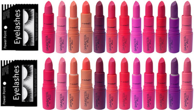 

POWER POINT eyelashes 2 , mac giambattista multi color lipstick , (set of 24 )(Set of 26)