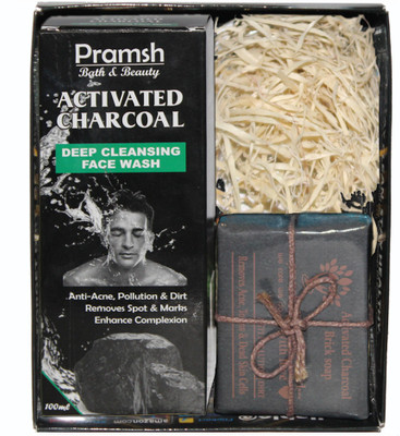 

PRAMSH Gift Pack Of Activated Charocal Soap 100gm & face Wash 100gm Box (Pack of 2)(Set of 2)