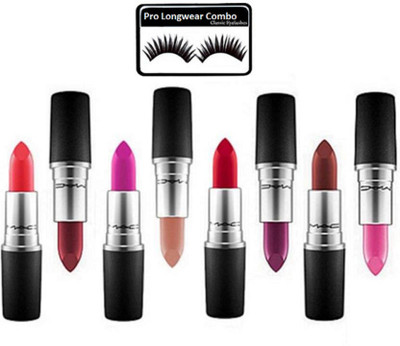 

Pro Longwear combo Eyelashes, Mac Matte Finish Lipstick (Pack Of 8) (Set of 9)(Set of 9)