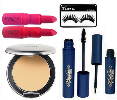 

tiara Eyelashes,Mac Studio Perfect Compact,Padma Eyeliner & Mascara,Giambattista Valli Lipstick Pack of 2(Set of 6)