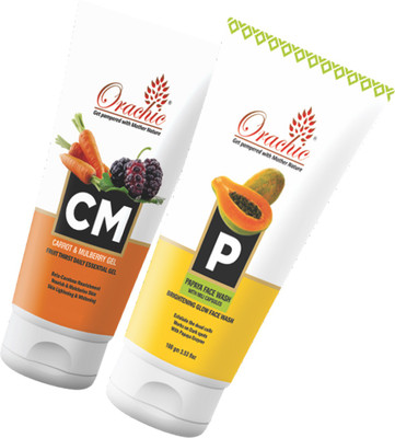 

Orachic Carrot & Mulberry gel and Papaya Brightening Glow Face Wash Combo (100gm)(Set of 2)