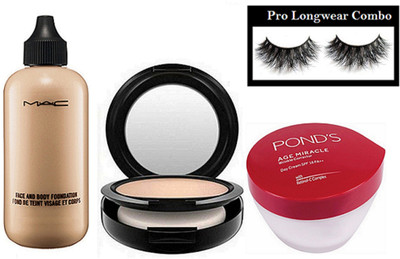 

pro longwear combo Eyelashes, Mac Face And Body Foundation, Compact, Ponds Age Miracle Wrinkle Corrector Cream(Set of 4)