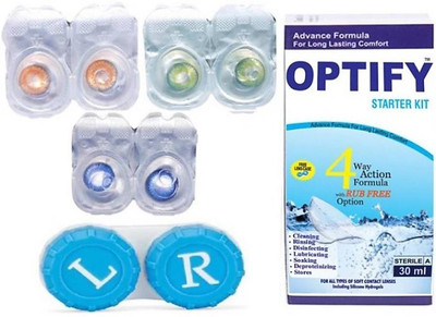

drr Eye contact Lanse zero Power Monthly Contact Lens(0, Green, Hazel, Blue, Pack of 3)