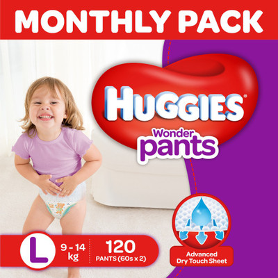 

Huggies Wonder Pants Diaper - L(120 Pieces)