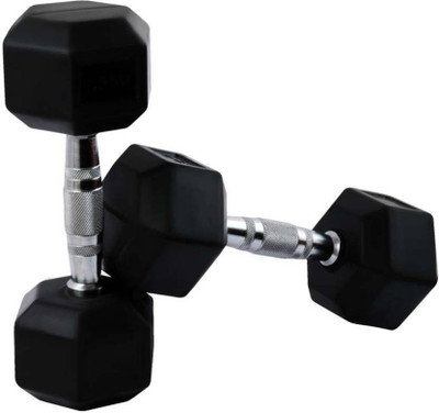 

Glaze 5KG Pair Hexagonal Rubber Fixed Weight Dumbbell(10 kg), Black