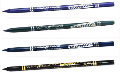 

Color Fever Soft And Smooth Metallic Pencil Eyeliners Set Of 4Pcs A18 8 g(Purple, Green, Party Blue, Black)