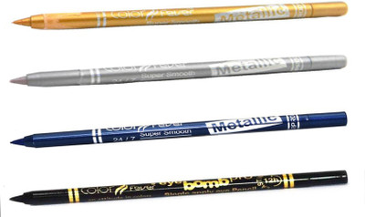 

Color Fever Soft And Smooth Metallic Pencil Eyeliners Set Of 4Pcs A4 8 g(Golden, Silver, Navy Blue, Black)