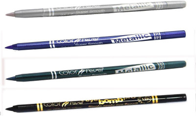 

Color Fever Soft And Smooth Metallic Pencil Eyeliners Set Of 4Pcs A15 8 g(Silver, Purple, Green, Black)