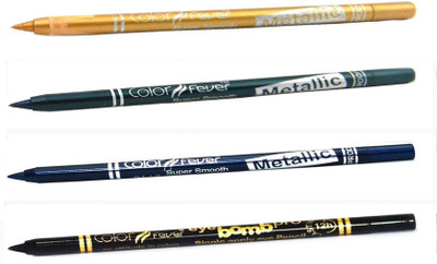 

Color Fever Soft And Smooth Metallic Pencil Eyeliners Set Of 4Pcs A11 8 g(Silver, Navy Blue, Purple, Green)