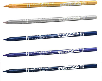 

Color Fever Soft And Smooth Metallic Pencil Eyeliners Set Of 5Pcs A20 10 g(Golden, Silver, Navy Blue, Purple, Party Blue)