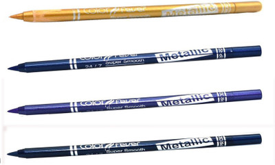 

Color Fever Soft And Smooth Metallic Pencil Eyeliners Set Of 4Pcs A6 8 g(Golden, Navy Blue, Purple, Party Blue)