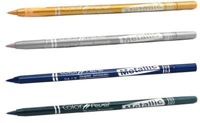 

Color Fever Soft And Smooth Metallic Pencil Eyeliners Set Of 4Pcs A2 8 g(Golden, Silver, Navy Blue, Green)