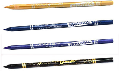 

Color Fever Soft And Smooth Metallic Pencil Eyeliners Set Of 4Pcs A8 8 g(Golden, Purple, Green, Party Blue)