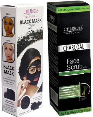 

Chloris Natural Charcoal Black Peel off Mask and Scrub- Black Head & Dead Skin Remover, Oil Control , Anti-Acne, Anti Pollution(240 ml)