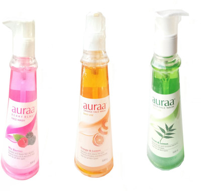 

Auraa Face Wash-Mix Berries & Neem-Lemon & Orange-Lemon. (Three Flavour) Face Wash(1500 g)