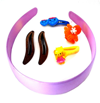 

FASHIONABLE COMBO OF HAIR BAND,TIC TAC CLIP,CLUTCHER AND RUBBER BAND Hair Accessory Set(Multicolor)