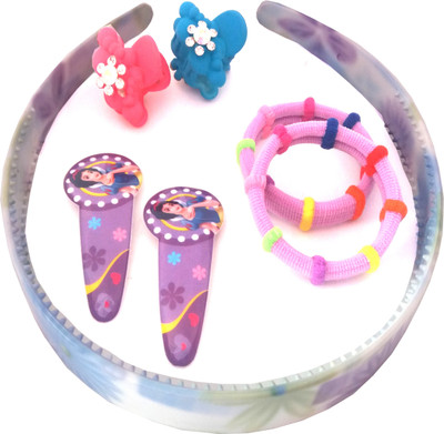 

FASHIONABLE SET OF PRINTED HAIR BAND,TIC TAC CLIP,SMALL HAIR CLUTCHER AND RUBBER BAND Hair Claw, Hair Band, Rubber Band, Tic Tac Clip(Multicolor)