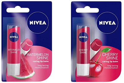 

Nivea Fruity Shine Lip Balm, 9.6g (Set of 2) Watermelon Shine, Cherry Shine(Pack of: 2, 9.6 g)