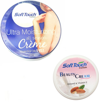 

Soft Touch Ultra Moisturizing All Season Creme-Essential Oil and Vitamin E. & Beauty Cream-Almond and Vitamin E.(225 g)