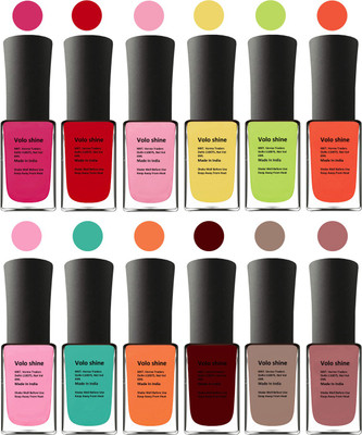 

Aroma Care Green Nail Polish Combo 1306201631 Pink, Purple, Red, Yellow, Orange, Neon Green, Light Pink, Green, Orange, Red, Nude, Peach(Pack of 12)