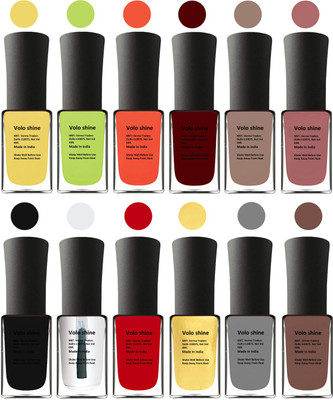 

Aroma Care Orange Nail Polish Combo 1806201634 Yellow, Orange, Neon Green, Red, Nude, Peach, Base Coat, Black, Red, Silver, Golden, Orange(Pack of 12)