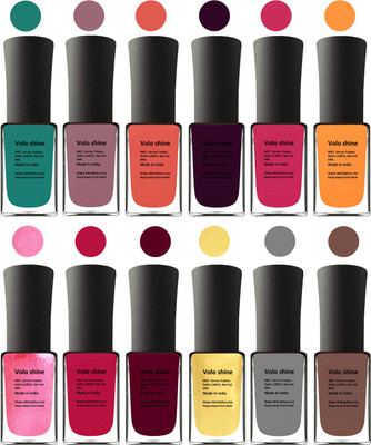 

Aroma Care Pink Nail Paint Combo 1106201624 Green, Brown, Orange, Red, Purple, Pink, Peach, Orange, Mauve, Silver, Golden, Orange(Pack of 12)