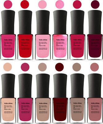 

Aroma Care Green Nail Polish Combo 1306201619 Pink, Purple, Red, Peach, Orange, Mauve, Pink, Peach, Pink, Red, Nude, Peach(Pack of 12)