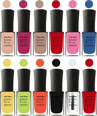 

Aroma Care Black Nail Polish Combo 1806201618 Peach, Orange, Mauve, Pink, Peach, Pink, Yellow, Blue, Magenta, Yellow, Orange, Neon Green(Pack of 12)