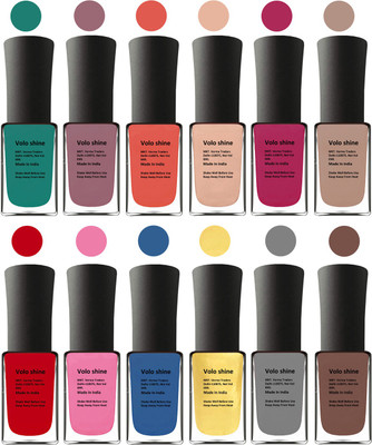 Aroma Care Brown Nail Polish Combo 1106201635 Green, Brown, Orange, Pink, Peach, Pink, Yellow, Blue, Magenta, Silver, Golden, Orange(Pack of 12)