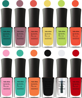 

Aroma Care Brown Nail Polish Combo 1106201640 Green, Brown, Orange, Yellow, Orange, Neon Green, Light Pink, Green, Orange, Base Coat, Black, Red(Pack of 12)