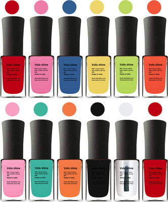 

Aroma Care Black Nail Polish Combo 1806201627 Yellow, Blue, Magenta, Yellow, Orange, Neon Green, Light Pink, Green, Orange, Base Coat, Black, Red(Pack of 12)